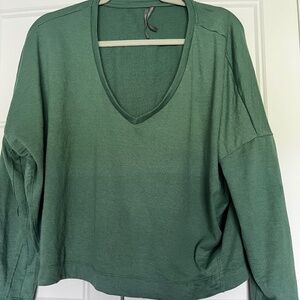 Anthro green vneck baggy top - size small